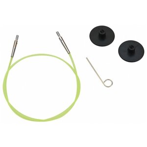 Тросик (заглушки 2шт, ключик) для съемных спиц, длина 35см (готовая длина спиц 60см), зеленый KnitPro 10633