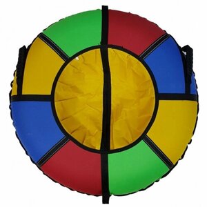 Тюбинг детский разноцветный "Радуга", санки-ватрушка, со светоотражателями, жёлтый тент, диаметр 85см