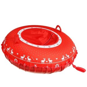 Тюбинг-ватрушка ONLYTOP «Свитер», диаметр чехла 120 см, цвет красный, белый