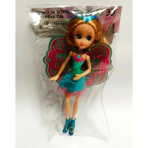 У куклы наряд лесной феи и очаровательные крылья бабочки. синяя от компании М.Видео - фото 1