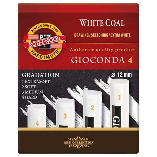 Уголь Уголь для рисования Koh- I- Noor "Gioconda 8692" 4шт белый, 2B- H, 75мм, O12мм, картон. упаковка от компании М.Видео - фото 1