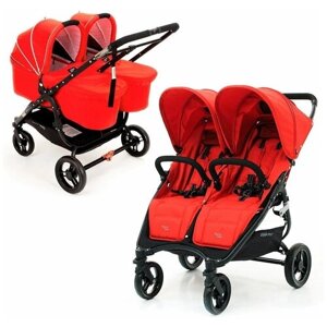 Универсальная коляска для двойни Valco Baby Snap Duo (2 в 1), fire red, цвет шасси: черный