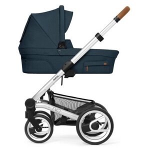 Универсальная коляска Mutsy Nio Adventure (2 в 1), ocean blue/cognac grip standart, цвет шасси: серебристый