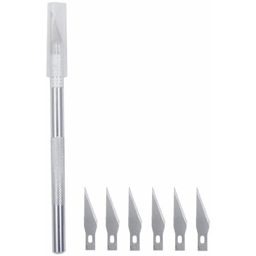 Универсальный нескользящий скальпель-нож с набором лезвий от компании М.Видео - фото 1