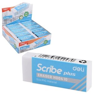 Упаковка ластиков DELI Scribe Plus EH00410, 60x24x12мм , белый