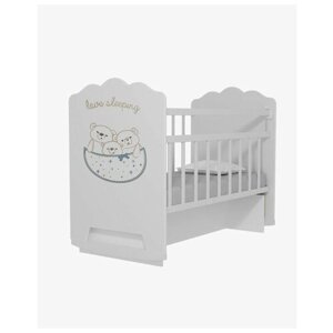 ВДК Кровать детская Love Sleeping колесо-качалка с маятником (белый) (1200х600)