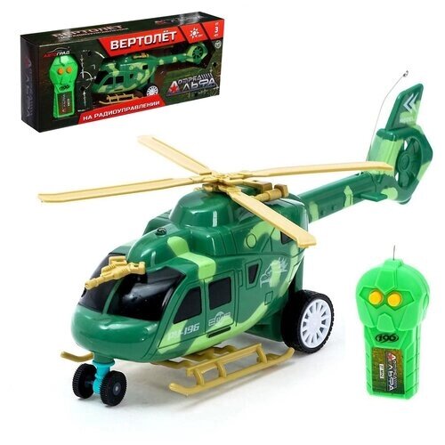 Вертолет радиоуправляемый «Штурм в небе», свет, работает от батареек, цвет зелёный от компании М.Видео - фото 1