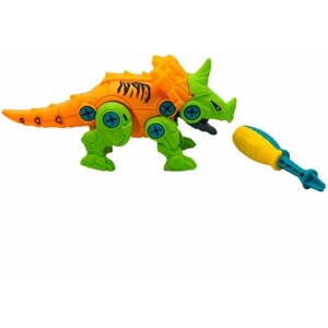 Винтовой конструктор Динозавр / Детский пластиковый конструктор с отвёрткой, крупные детали / Конструктор сборный с винтами для детей