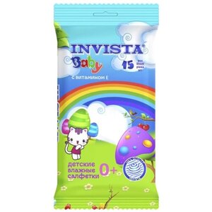 Влажные салфетки INVISTA Lux для детей с первых дней жизни с витамином Е, 15 шт.