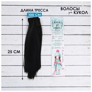 Волосы - тресс для кукол «Прямые» длина волос: 25 см, ширина:100 см, цвет № 1В