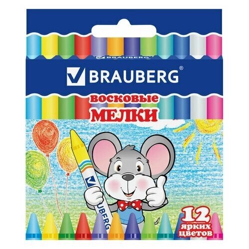 Восковые карандаши BRAUBERG, набор 12 цветов, 222962 от компании М.Видео - фото 1