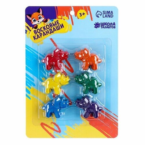 Восковые карандаши «Динозавры», набор 6 цветов от компании М.Видео - фото 1