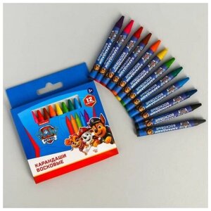 Восковые карандаши, набор 12 цветов, высота 8 см, диаметр 0,8 см, Щенячий патруль