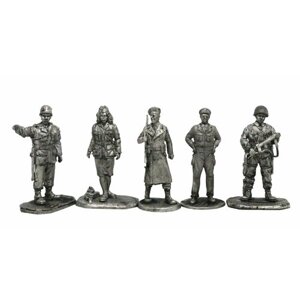 "Вторая мировая война, союзники"1РТ (5 н/к) набор оловянных солдатиков некрашеных в картонной коробке