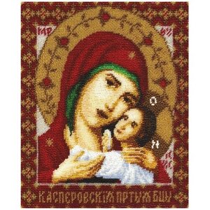 Вышивка бисером Икона Пресвятой Богородицы "Касперовская" 24x19.5 см