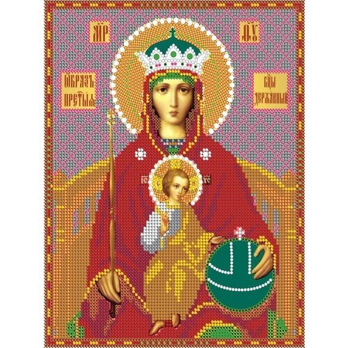 Вышивка бисером иконы Богородица Державная 19*24 см от компании М.Видео - фото 1