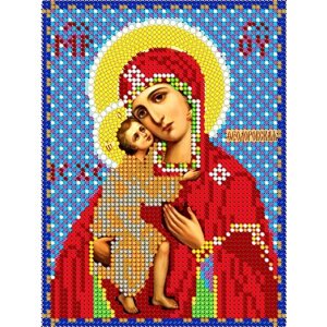 Вышивка бисером иконы Богородица Феодоровская 12*16 см