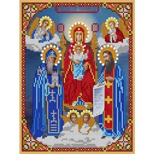 Вышивка бисером иконы Богородица Икономиссы 19*24 см