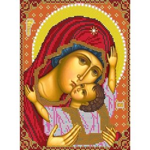 Вышивка бисером иконы Богородица Кардиотисса 19*24 см