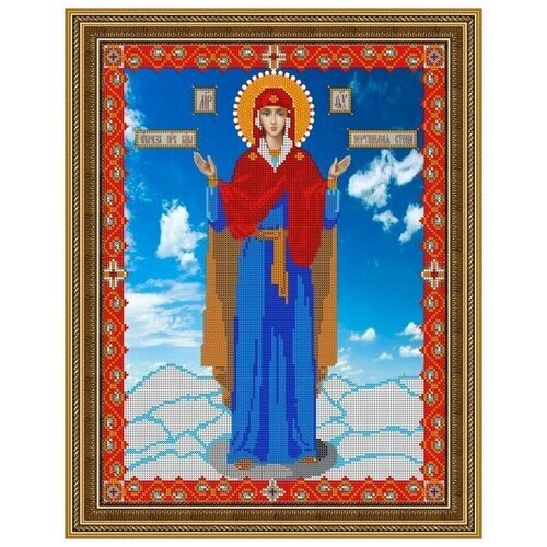 Вышивка бисером иконы Богородица Нерушимая стена 30*38см от компании М.Видео - фото 1