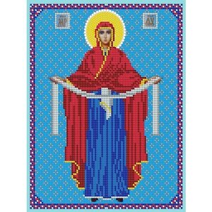 Вышивка бисером иконы Богородица Покрова 19*24 см