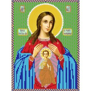 Вышивка бисером иконы Богородица Помощница в родах 19*24 см