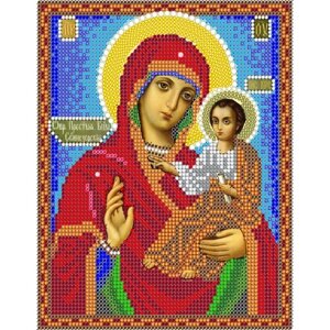 Вышивка бисером иконы Богородица Семиозерская 19*24 см