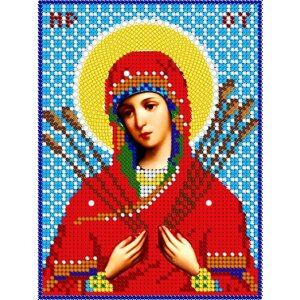 Вышивка бисером иконы Богородица Семистрельная 12*16 см