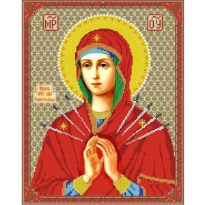 Вышивка бисером иконы Богородица Семистрельная 30*38см