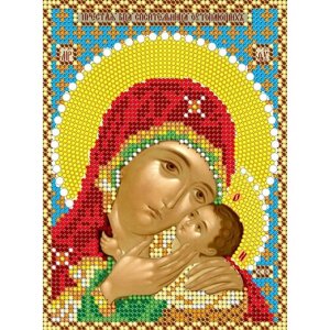 Вышивка бисером иконы Богородица Спасительница утопающих 12*16 см