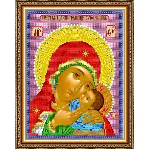 Вышивка бисером иконы Богородица Спасительница утопающих 19*24 см от компании М.Видео - фото 1
