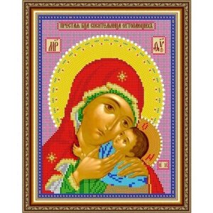 Вышивка бисером иконы Богородица Спасительница утопающих 19*24 см
