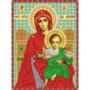 Вышивка бисером иконы Богородица Всецарица 19*24 см