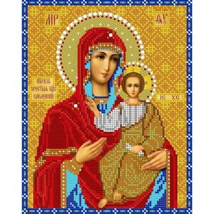 Вышивка бисером иконы Богородица Жировицкая 19*24 см