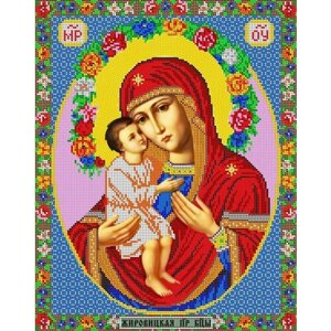 Вышивка бисером иконы Богородица Жировицкая 30*38см