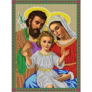 Вышивка бисером иконы Святое Семейство 30*38см