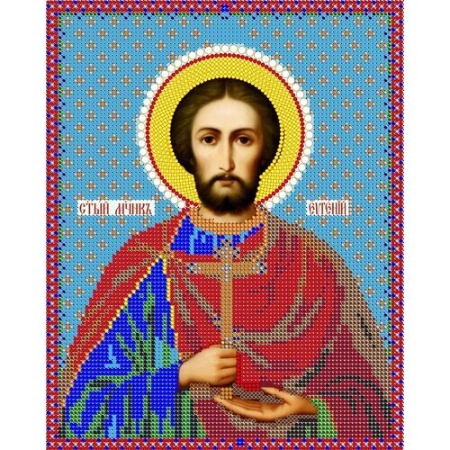 Вышивка бисером иконы Святой Евгений 19*24 см от компании М.Видео - фото 1