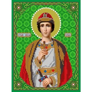 Вышивка бисером иконы Святой Глеб 19*24 см