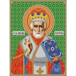 Вышивка бисером иконы Святой Николай Чудотворец 30*38см