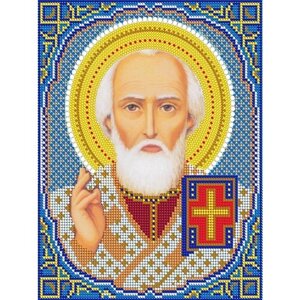 Вышивка бисером иконы Святой Николай Угодник 19*24 см