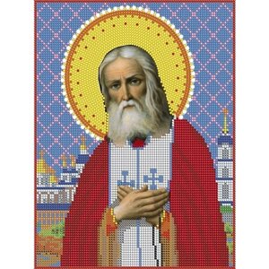 Вышивка бисером иконы Святой Серафим Саровский 19*24 см
