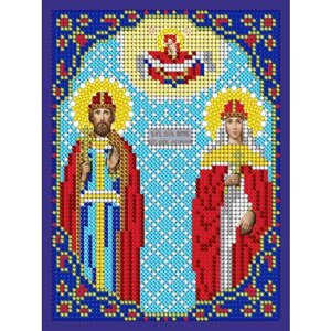 Вышивка бисером иконы Святые Петр и Феврония 12*16 см
