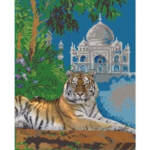 Вышивка бисером картины Белый тигр 24*30см