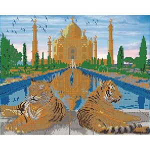 Вышивка бисером картины Два тигра 24*30см