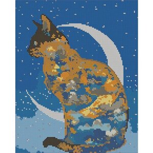 Вышивка бисером картины Лунный кот 24*30см