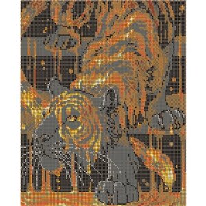 Вышивка бисером картины Огненный тигр 24*30см