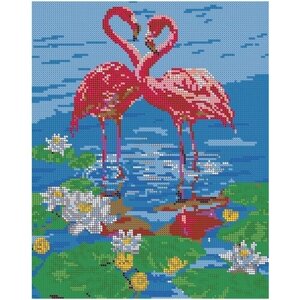 Вышивка бисером картины Пара фламинго 24*30см