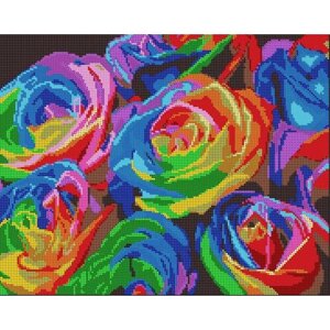 Вышивка бисером картины Радужные розы 38*30см