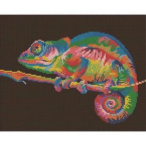 Вышивка бисером картины Радужный хамелеон 24*30см