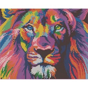 Вышивка бисером картины Радужный лев 24*30см